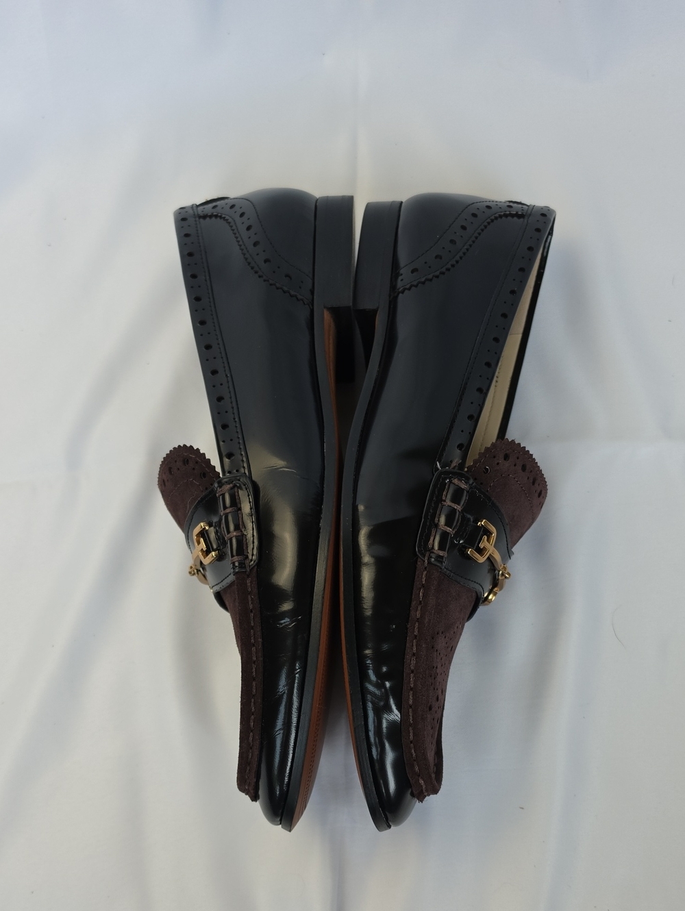 SAM EDELMAN Black Brown Liona Suede Two Tone Preppy Classic Slip On Loafers 9 - Picture 5 of 9